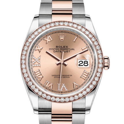 copy rolex Datejust Oyster 36 mm Oystersteel Everose gold and diamonds