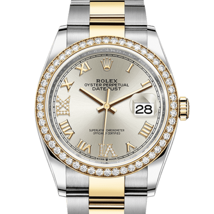 perfect rolex Datejust Oyster 36 mm Oystersteel yellow gold and diamonds