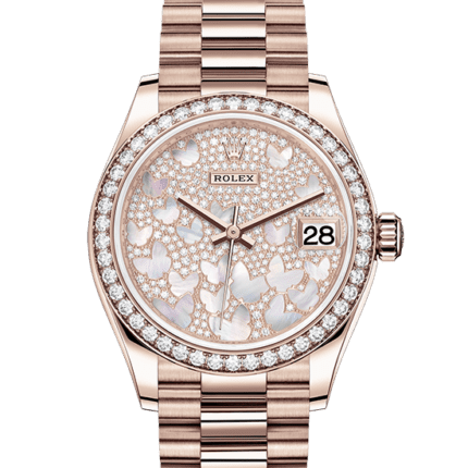 cheap rolex Datejust Oyster 31 mm Everose gold and diamonds