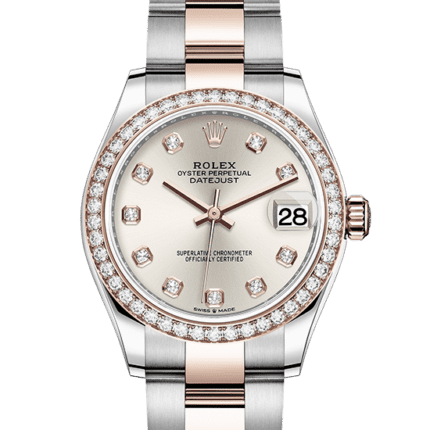 luxury discounted rolex Datejust Oyster 31 mm Oystersteel Everose gold and diamonds