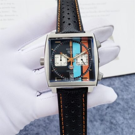 Tag Heuer Monaco Black Leather Strap / Chronograph/ Luxury Tag Watch For Men-s- 39mm -Replica watches