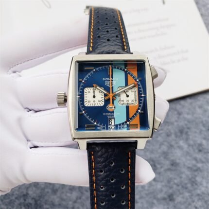 Tag Heuer Monaco Black Leather Strap / Chronograph/ Luxury Tag Watch For Men-s- 39mm -Replica watches