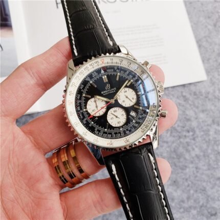 Breitling Navitimer Black Leather strap/ Chronograph Quartz/ Luxury Breitling Watch For Men's/ 46mm -Replica watches