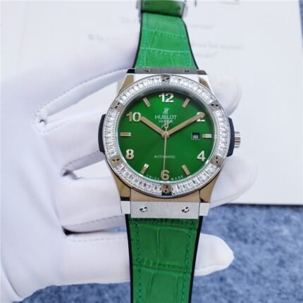 Hublot Geneva Big Bang Green Leather Strap Iced For Automatic Movement - 42mm -Replica watches
